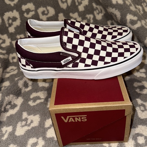 Vans Classic Slip-on Sneakers 🥰😍😘 Checkerboard Grape 🍇 wine New - Picture 14 of 17